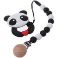 Cuigu Panda Anneau de Dentition pour Bébé Avec Attache-chaîne Dents en Silicone Sans BPA Jouet à Mâcher de Dentition pour Cade A410-0