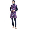 Modeste musulmans Swimsuit Full Couverture Bathing Suit Maillot de bain Beachwear Burkini Swimwear UV Sun Protection Bleu-0