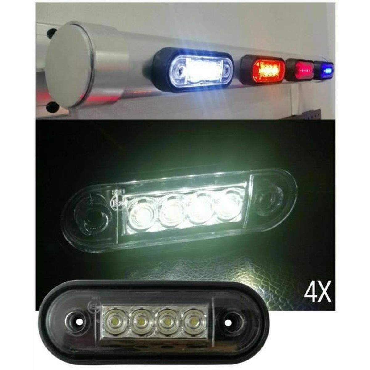 5 Feux De Position LED 24V Blancs Ronds Pour Camion/bus - Neufs