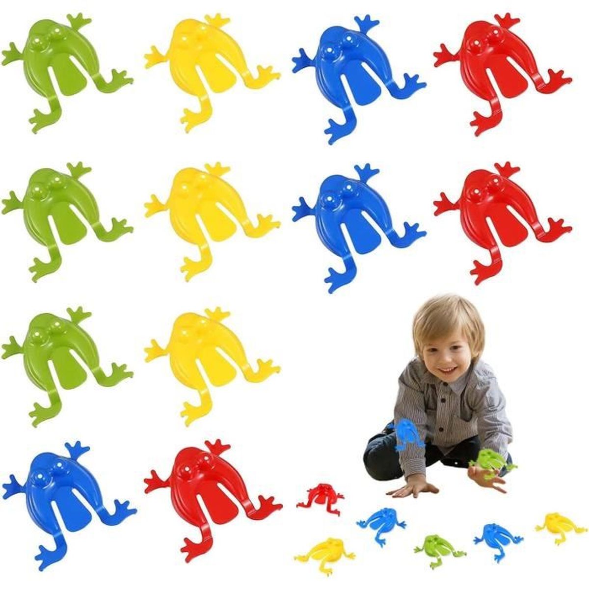Jouet Grenouille Sauteuse - 12 Grenouilles Colorées + Seau - Jeu D’adresse Pour Enfants Et éducation Précoce