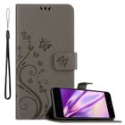 CADORABO Coque pour Apple iPhone 7 / 7S / 8 / SE 2020 Housse en GRIS FLORAL Etui Case Cover Protection Floral Portefeuille Wallet