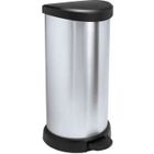 CURVER Poubelle à pédale 40L aspect métal argent