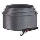 Tefal Ingenio Natural Force Lot 3 casseroles 16/18/20 cm (1,5/2,1/3 L) + poignée amovible, Empilable, Revêtement antiadhésif