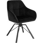 WOLTU Chaise Pivotante à 360°, Chaise Salle à Manger Scandinave, Fauteuil de Cuisine en Velours, Noir W0ATT0021-1
