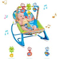 Transat bébé Electrique Vibrant et Musical Bleu + 3 Jouets Pour les bébés 0-3 ans