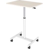 Duronic WPS67 Table de travail mobile assis-debout | Support à roulettes | Blanc –  brun | Grande surface 70 x 48 cm pour PC ou vidé