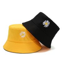 Chapeau de soleil réversible pour Hommes et Femmes Bob casquette de pêcheur à Double face pour la plage Jaune pâquerette