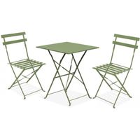 Table bistrot de jardin et 2 chaises pliantes Vert Cactus