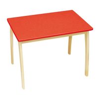 Table pour enfants en bois massif - ROBA - 56 x 76 x 52 cm - Rouge - Naturel