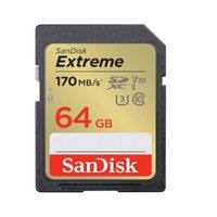 Carte SD SDXC SanDisk Extreme 64Go SDHC Memory Card 170MB/S 80MB/S UHS-I Class 10 U3