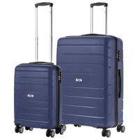 Série de valises TravelZ Big Bars - Série de deux trolleys TSA - Grand bagage à main - Bleu