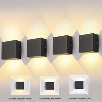 Appliques intérieures, TYRESES 4pcs Applique Murale LED avec 3 Température Couleurs 12W Lampe Murale pour Maison - Noir