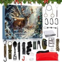 Calendrier De L'Avent Kit De Survie 24 Jours - Pour Hommes, Pères - Outils Camping, Randonnée, Pêche - Cadeau Noël