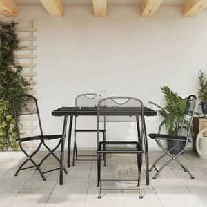 Ensemble table et chaise de jardin Atyhao Ensemble à manger de jardin 5 pcs anthracite métal maille A3211811 60299