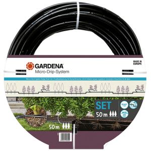 ENTRETIEN ARROSAGE Kit d'initiation - GARDENA - 50 m de tuyau à goutteurs incorporés et bouchon fin de ligne