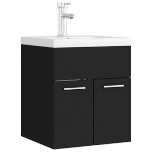 MEUBLE SOUS-ÉVIER BEST MEUBLE| MODE Armoire d'évier avec lavabo intégré Noir Aggloméré(30712622)