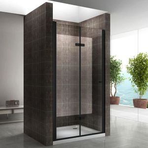Porte de douche pivotante transparent, noir 100 cm, Remix