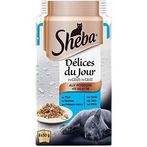 BOITES - PATÉES Sheba Délices du Jour – Nourriture humide pour chat adulte - sélection aux poissons en gelée – Sachets fraîcheur 72 x 5 36872