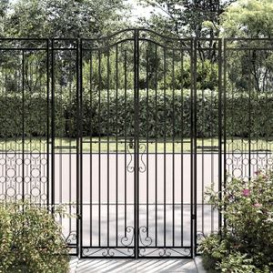 PORTAIL - PORTILLON vidaXL Portail de jardin noir 121x8x180 cm fer for
