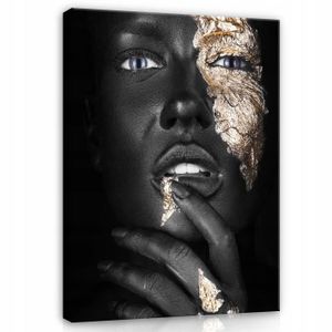 Décoration Murale En Bois - Visage De Femme Noir - 59x39cm - Moderne
