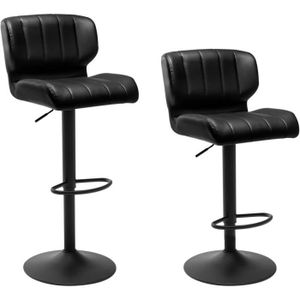 Chaise haute de bar capitonnée noire style contemporain tim (lot de 2)  Couleur noir Pier Import