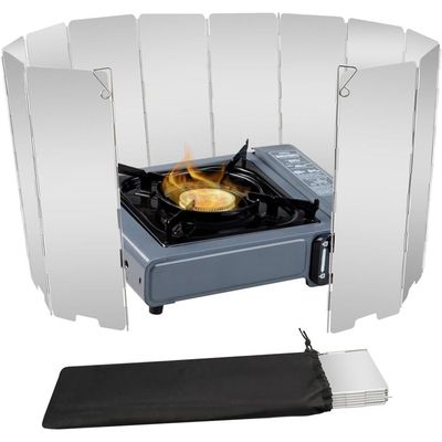 Paravent Coupe-vent Pour Réchaud De Camping – 14 Panneaux En Aluminium, Pliable, Léger, Avec Sac De Transport
