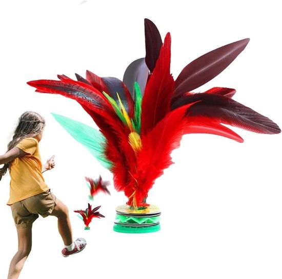 Navette Chinoise Jianzi – Plumeau Coloré En Plumes De Poulet, Fer, Pour Jeu En Intérieur/extérieur, 22 Cm
