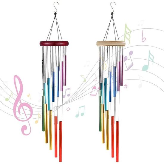 12 Pièces de Carillons Éoliens en Bois Kit, Arc-en-Ciel Artisanat à Peindre, Double Face Kit de Bricolage pour Filles, Garçons, Anniversaires d'enfants, Suspendu pour Decoration