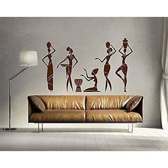 Autocollant Mural Vinyle Femme Africaine – Motif Maquillage, Lèvres, Cils – Stickers Décoratifs