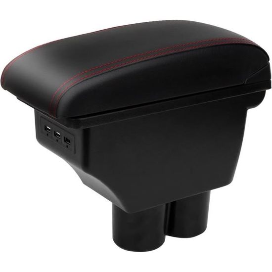 Accoudoir Double Couche Avec Ports USB Pour Peugeot 208 (2013-2018) – Rangement Supplémentaire, Cuir PU, Installation Facile