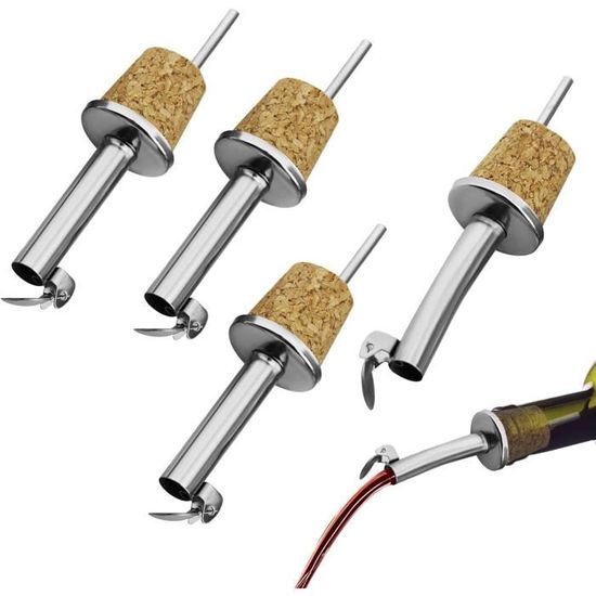 Lot De 4 Becs Verseurs En Inox Pour Bouteilles D'huile Et Vinaigre - Westmark - Bouchon Silicone, Système Anti-gouttes - Pour Goulots 0.7L à 1L - 7