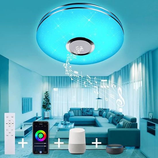 Plafonnier LED Intelligent étanche Avec Haut-parleur Bluetooth - RGB, Dimmable, Contrôle Appli/Alexa/Google Home - 11