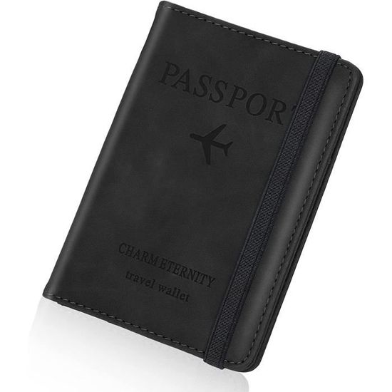 Porte-passeport en cuir véritable avec AirTag, protection