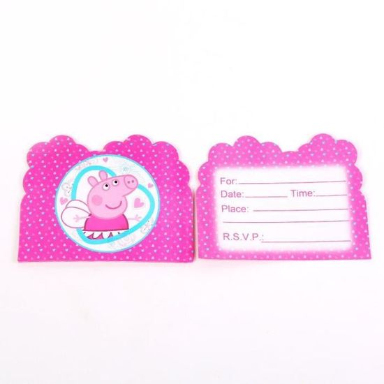 6 Peppa Pig cartes d'invitation avec enveloppes pour fête d'anniversaire décoration 