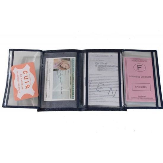 Porte-documents Voiture 4 Volets (6 Faces) 14,5x9,5cm - Permis, Carte Grise, Assurance - 4