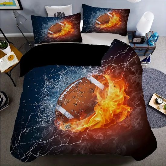 Parure de lit Série de sport rugby créatif 3D effet 220*240cm 3 pieces