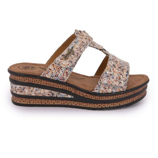 Mules Romika En Cuir Gris Clair Et Noir - Talon 2.5", Bout Ouvert Pointu, Taille 40/9