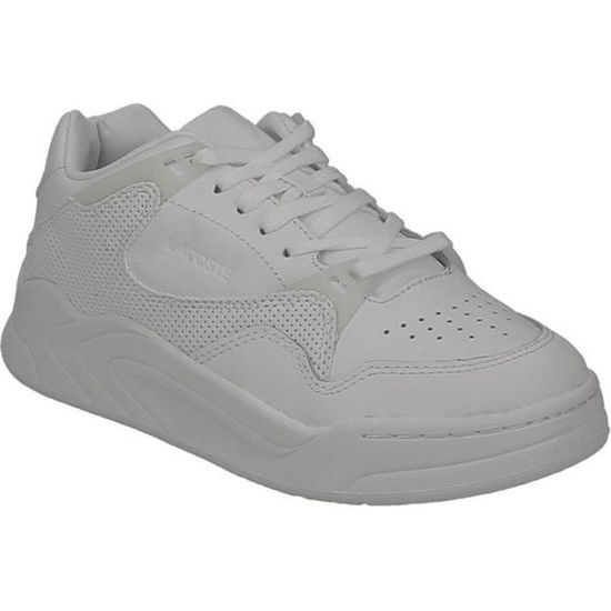 Basket Lacoste Court Slam 120 femme blanche monochrome. Blanc