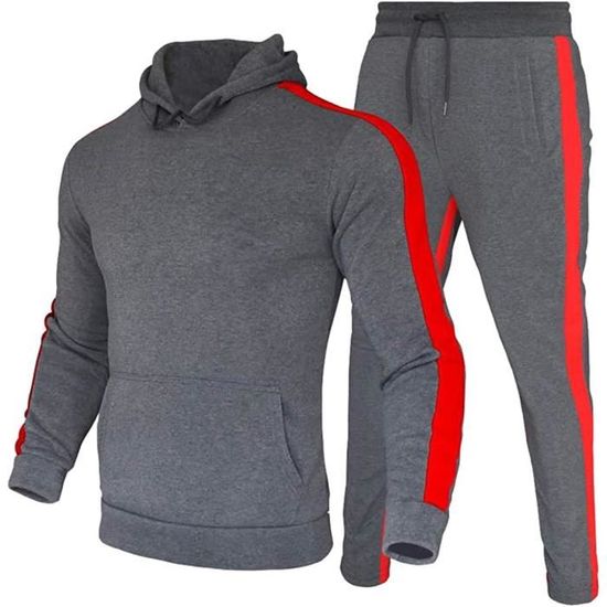 Survêtement Homme - Activewear - Sweat à Capuche et Pantalon - Gris -  Multisport - Respirant