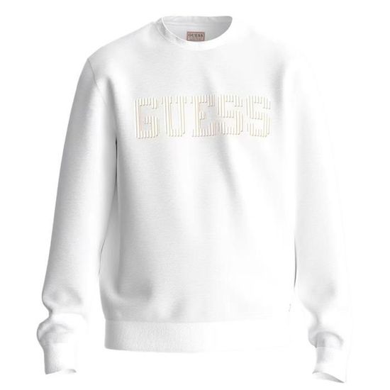 Sweat à Capuche GUESS Homme – Blanc – Taille L – Manches Longues, Poche