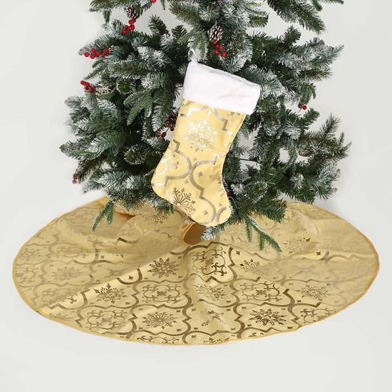 120 cm Jupe d'arbre de Noël Soft Sapin Décoration Pretty De Tablier fond avec Joli motif pour salon Chambre à coucher Jardin- or