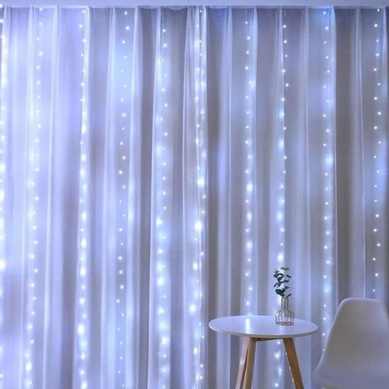 Klighten Guirlande Lumineuse 96 LEDs Avec Télécommande, 8 Modes Dimmable, Fairy Lights Alimenté Par USB Pour Mariage, Chambre, Fenêtre, Jardin(Blanc Froid