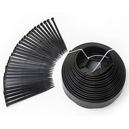 Bordure De Jardin IDMarket - 10m Noire Hauteur 5cm + 30 Piquets - Flexible Et Facile à Installer