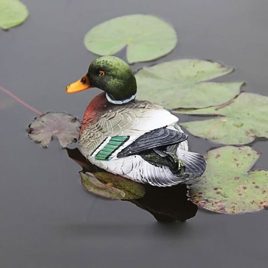ZERONE Statue Canard Jardin en Résine - Décoration Jardin Exterieur