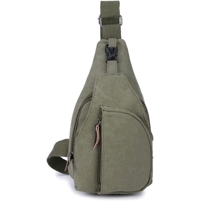 Sac à Bandoulière Tactique Imperméable Kabxhueo – Grande Capacité, 4 Poches, Système Molle, Pour Homme/femme, Vert Armée, 23x9x26 Cm