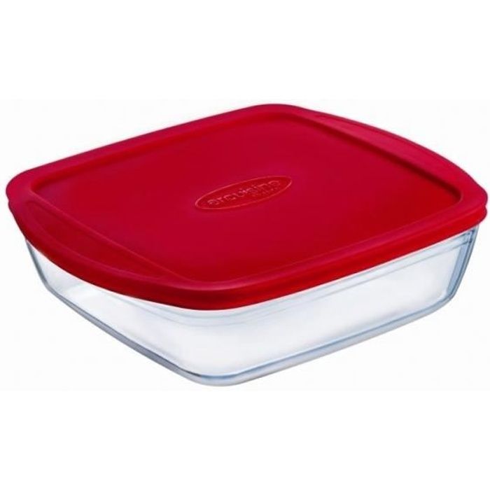 ARCUISINE Plat carré micro-onde avec couvercle en plastique - 1 l