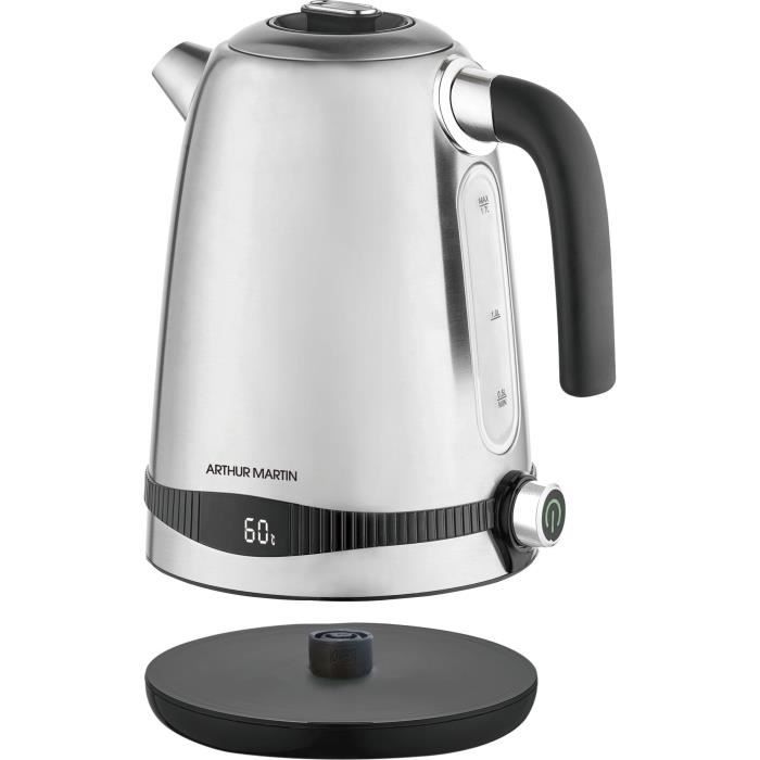ARTHUR MARTIN AMP8202 - Bouilloire éléctrique automatique 1,7L - 1850-2200W - 40 à 100°C - Filtre anti-calcaire amovible - Inox