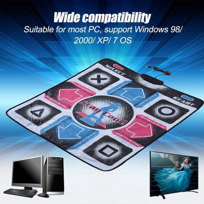 Tapis de danse, Tapis de Danse Anti-dérapant et Durable Résistant à l'Usure avec des Couvertures USB pour PC.