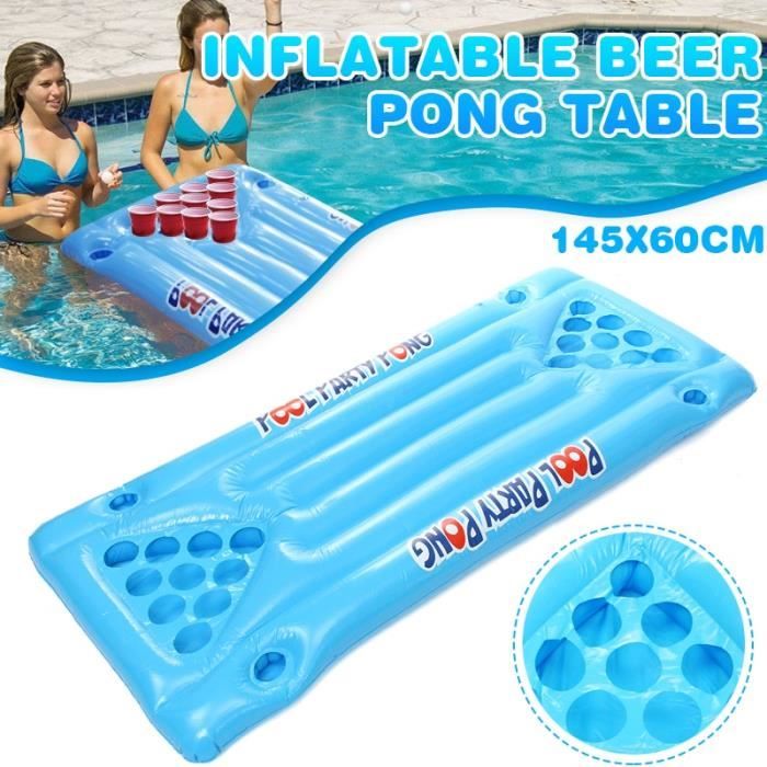 Zencart Vente Chaude 24 Porte-gobelet Gonflable Bière Pong Table Piscine Flotteur été Eau Fête Fun Air Matelas Glace Seau Refroi