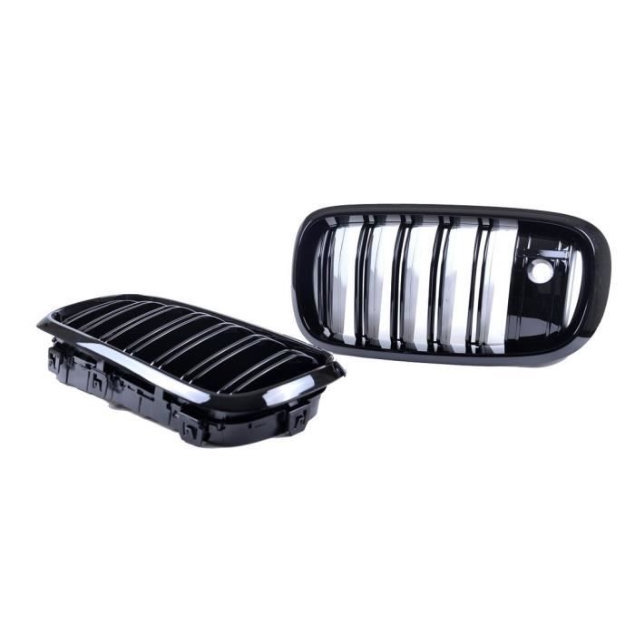 2 GRILLE DE CALANDRE BMW X5 F15 ET X6 F16 DOUBLE LAME NOIR BRILLANT POUR CAMERA NIGHT VISION